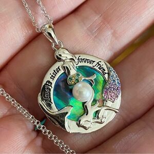Mermaid Abalone Shell & Pearl Sterling Sisters Necklace